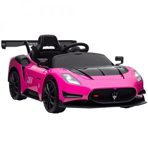 Coche Eléctrico para Niños de +3 Años Maserati GT2 con Mando a Distancia Faros LED Bocina Música Ruedas Auxiliares Rosa [8]