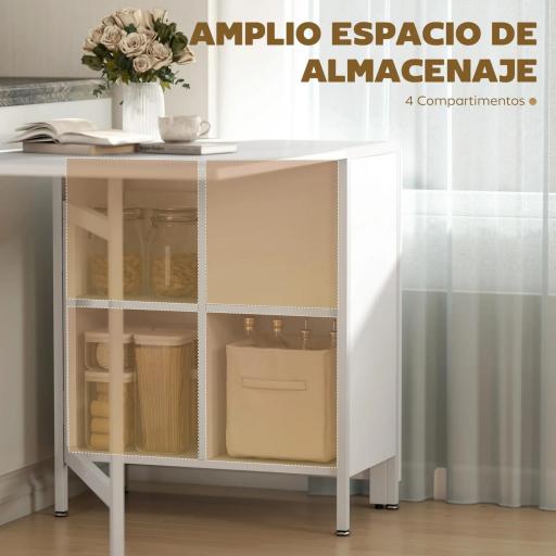 Mesa Plegable de Comedor con Alas Abatibles 4 Compartimentos 3 Formas para Cocina Salón 169x60x75 cm Blanco [5]