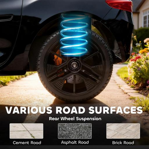 Coche Eléctrico Maserati para Niños, 2 Plazas, 12V, Control Parental, LED y Música, Negro [2]