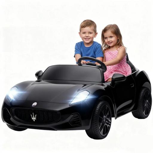 Coche Eléctrico Maserati para Niños, 2 Plazas, 12V, Control Parental, LED y Música, Negro [4]