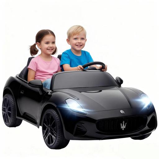 Coche Eléctrico Maserati para Niños, 2 Plazas, 12V, Control Parental, LED y Música, Negro [6]