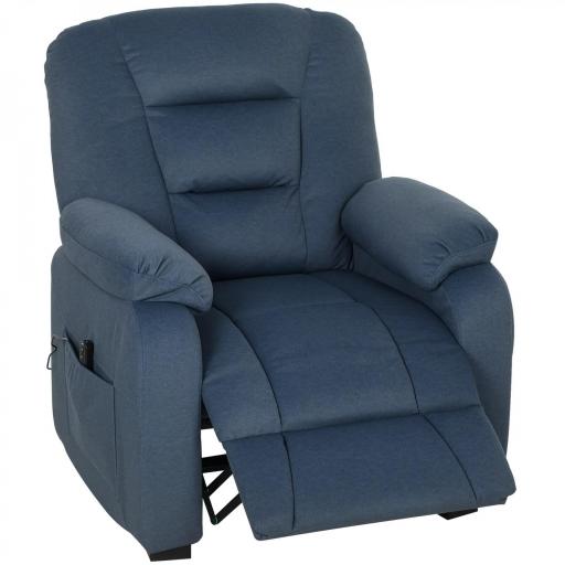 Sillón Relax Reclinable Eléctrico Silencioso con Función Memoria Reposapiés Mando a Distancia Bolsillos Laterales Azul [8]