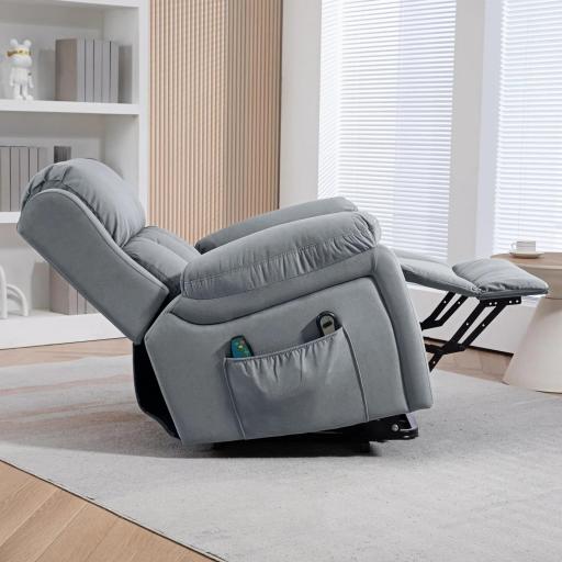 Sillón Levanta Personas con 8 Punto de Masaje Función de Calentamiento Mando a Distancia y Bolsillo Lateral Gris [7]