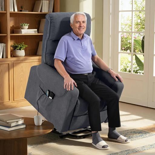 Sillón Levanta Personas con 8 Punto de Masaje Reposapiés Mando a Distancia y Bolsillo Lateral 83x92x110 cm Gris