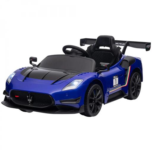 Coche Eléctrico para Niños de +3 Años Maserati GT2 con Mando a Distancia Faros LED Bocina Música Ruedas Auxiliares Azul [8]