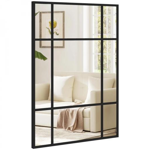 Espejo Rectangular de Pared Espejo de Ventana 70x50 cm con Marco de Metal Espejo Decorativo para Salón Dormitorio Negro [9]