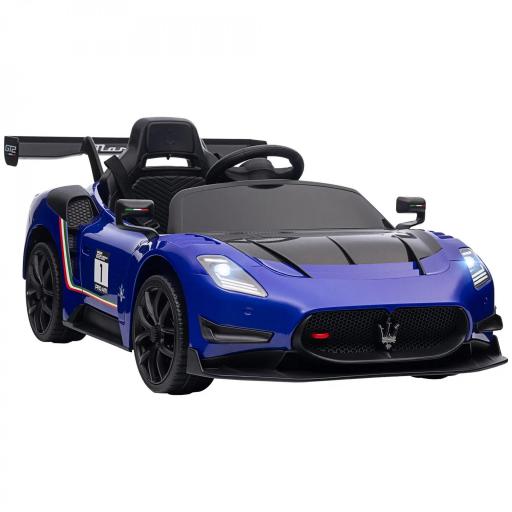 Coche Eléctrico para Niños de +3 Años Maserati GT2 con Mando a Distancia Faros LED Bocina Música Ruedas Auxiliares Azul [9]