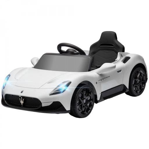 Coche Eléctrico para Niños con Licencia Maserati MC20 con Batería 12V Mando a Distancia Faros Bocina Música Blanco [7]