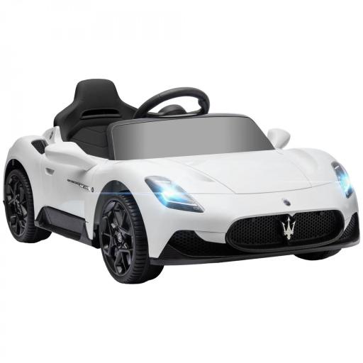 Coche Eléctrico para Niños con Licencia Maserati MC20 con Batería 12V Mando a Distancia Faros Bocina Música Blanco [8]