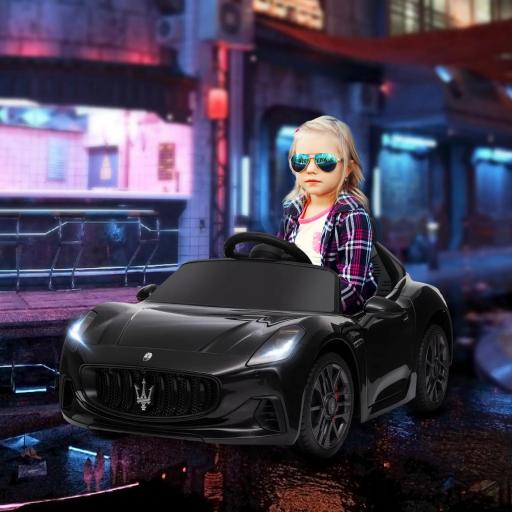 Coche eléctrico para niños con licencia Maserati Gran Turismo Folgore, 12V con control remoto, de 3 a 5 años, Negro
