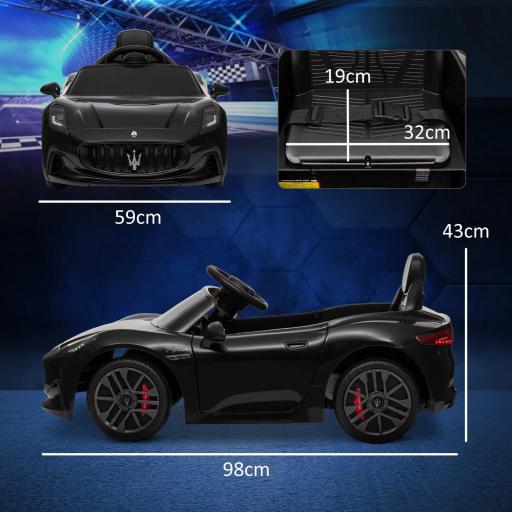 Coche eléctrico para niños con licencia Maserati Gran Turismo Folgore, 12V con control remoto, de 3 a 5 años, Negro [2]