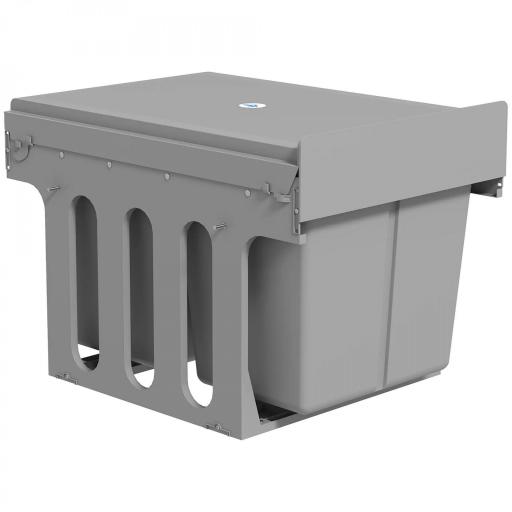 Cubo de Basura Extraíble bajo Fregadero con 3 Contenedores Capacidad Total 31L (15L+8Lx2) Fijación Inferior Gris Claro [9]