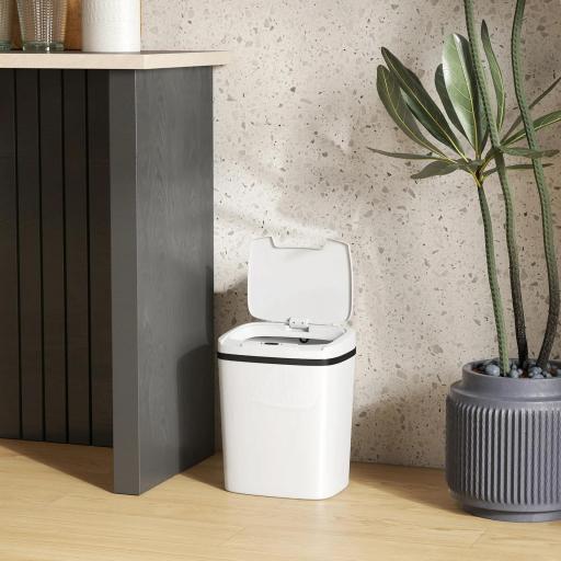 Cubo de Basura Cocina Automático 15 L con Sensor Infrarrojo y Modo Manual Anillo de Retención Antihuellas Blanco [2]