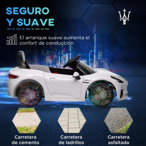 Coche Eléctrico para Niños con Licencia Maserati MC20 con Batería 12V Mando a Distancia Faros Bocina Música Blanco [3]