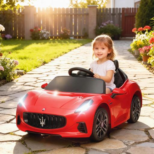 Coche Eléctrico Infantil Maserati Gran Turismo Folgore con Batería 12V Mando a Distancia Faros Bocina y Música MP3 Rojo