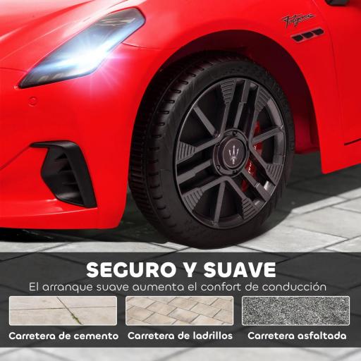 Coche Eléctrico Infantil Maserati Gran Turismo Folgore con Batería 12V Mando a Distancia Faros Bocina y Música MP3 Rojo [1]