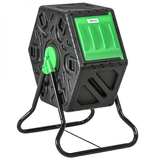 Compostador Giratorio 65L con Sistema de Ventilación y Base de Acero para Compostaje de Residuos Orgánicos 60x49x77 cm [10]