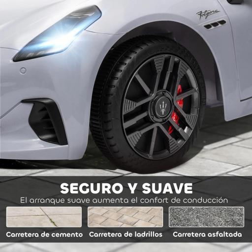 Coche Eléctrico Infantil Maserati Gran Turismo Folgore con Batería 12V Mando a Distancia Faros Bocina Música MP3 Gris [3]
