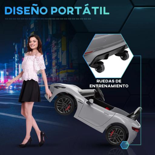Coche Eléctrico Infantil Maserati Gran Turismo Folgore con Batería 12V Mando a Distancia Faros Bocina Música MP3 Gris [2]