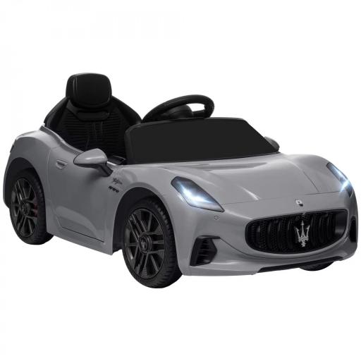 Coche Eléctrico Infantil Maserati Gran Turismo Folgore con Batería 12V Mando a Distancia Faros Bocina Música MP3 Gris [8]