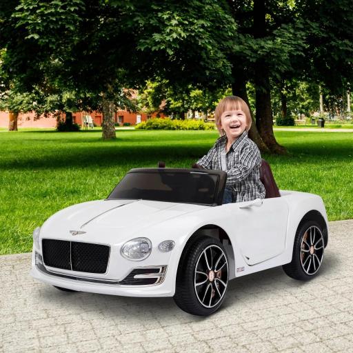 Coche Eléctrico para Niños Bentley GT Coche de Batería para Niños de +3 Años Velocidad 2,5-5 km/h 108x60x43 cm Blanco