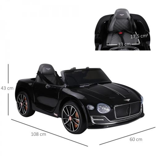 Coche Eléctrico para Niños Bentley GT Coche de Batería para Niños de +3 Años Velocidad 2,5-5 km/h 108x60x43 cm Negro [7]