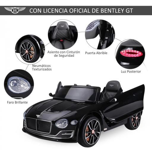 Coche Eléctrico para Niños Bentley GT Coche de Batería para Niños de +3 Años Velocidad 2,5-5 km/h 108x60x43 cm Negro [2]