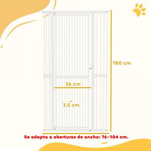 Barrera para Perros Extra Alta con Ancho Ajustable 76-104 cm Separación 3,5 cm con Montaje a Presión Extensiones Blanco [1]