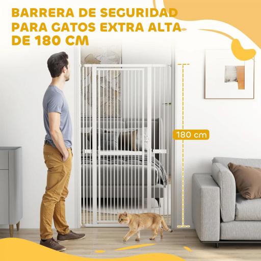 Barrera para Perros Extra Alta con Ancho Ajustable 76-104 cm Separación 3,5 cm con Montaje a Presión Extensiones Blanco [7]