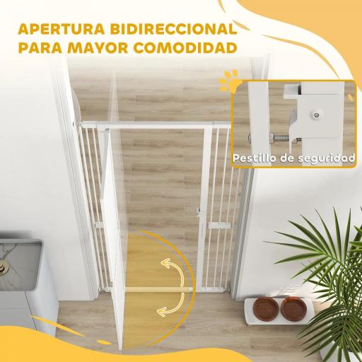 Barrera para Perros Extra Alta con Ancho Ajustable 76-104 cm Separación 3,5 cm con Montaje a Presión Extensiones Blanco [5]