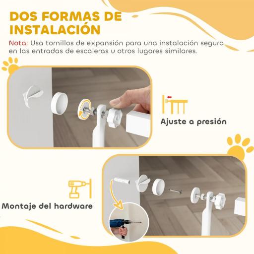 Barrera para Perros Extra Alta con Ancho Ajustable 76-104 cm Separación 3,5 cm con Montaje a Presión Extensiones Blanco [6]