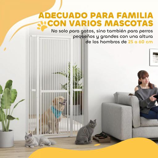 Barrera para Perros Extra Alta con Ancho Ajustable 76-104 cm Separación 3,5 cm con Montaje a Presión Extensiones Blanco [3]