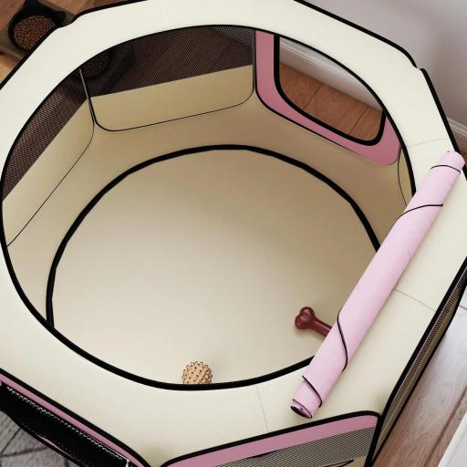 Parque Plegable para Perros y Gatos Corralito Portátil para Animales Pequeños Impermeable de Tela Oxford Ø120x58cm Rosa [6]