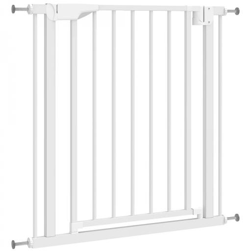Barrera de Seguridad para Niños y Perros Ancho 76-82 cm Bloqueo Doble y Cierre Automático Apertura Dos Sentidos Blanco [9]