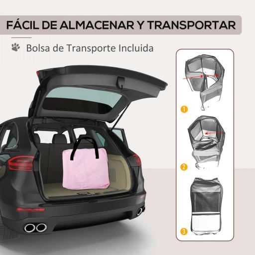 Parque Plegable para Perros y Gatos Corralito Portátil para Animales Pequeños Impermeable de Tela Oxford Ø90x41 cm Rosa [4]