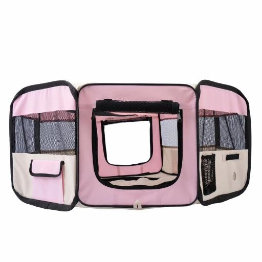 Parque Plegable para Perros y Gatos Corralito Portátil para Animales Pequeños Impermeable de Tela Oxford Ø90x41 cm Rosa [10]