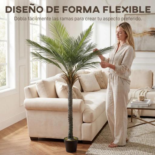 Planta Artificial Decorativa 180 cm Palmera Artificial con Maceta y Hojas para Interior Verde [4]