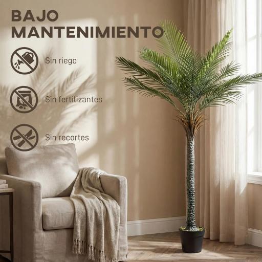 Planta Artificial Decorativa 180 cm Palmera Artificial con Maceta y Hojas para Interior Verde [6]