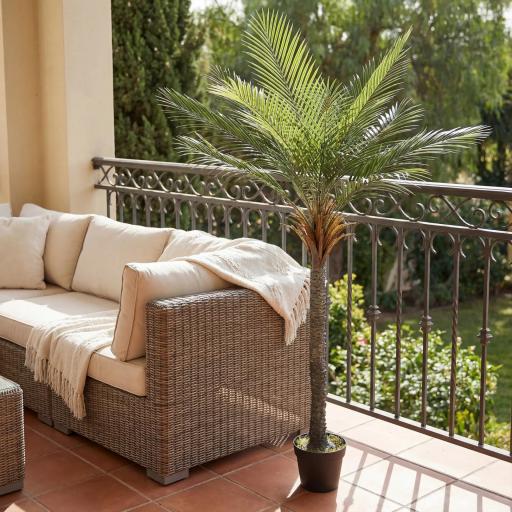 Planta Artificial Decorativa 180 cm Palmera Artificial con Maceta y Hojas para Interior Verde [5]