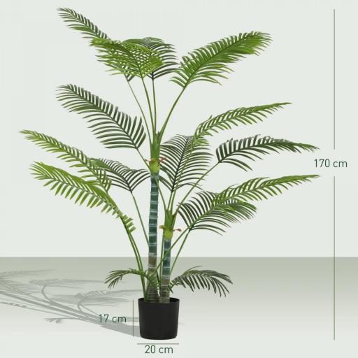 Planta Artificial Decorativa 170 cm Palmera Artificial con Maceta y Hojas para Interior Verde [1]