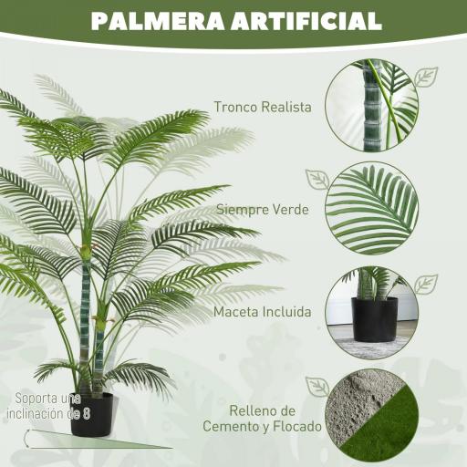 Planta Artificial Decorativa 170 cm Palmera Artificial con Maceta y Hojas para Interior Verde [4]