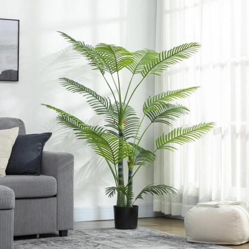 Planta Artificial Decorativa 170 cm Palmera Artificial con Maceta y Hojas para Interior Verde [2]