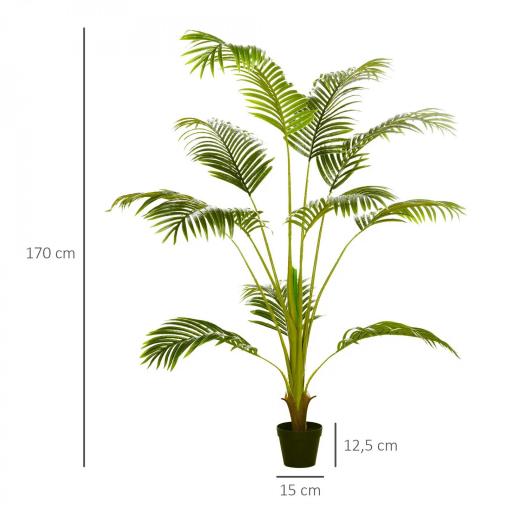 Palmera Areca Artificial 170cm Árbol Artificial con 11 Hojas Decoración para Interior Ø15x170 cm Verde [1]