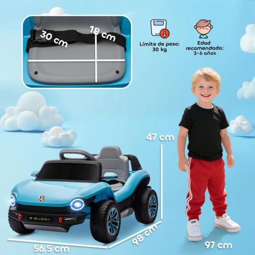 Coche Eléctrico para Niños de +3 Años Volkswagen Beetle con Batería 12V Mando a Distancia Faros Bocina y Música Rosa [3]