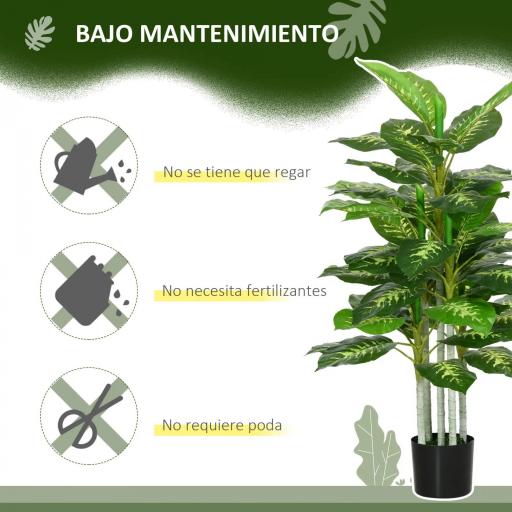 Aglaonema Artificial Planta Sintética de 120 cm con 53 Hojas Decoración para Hogar Oficina Verde [4]