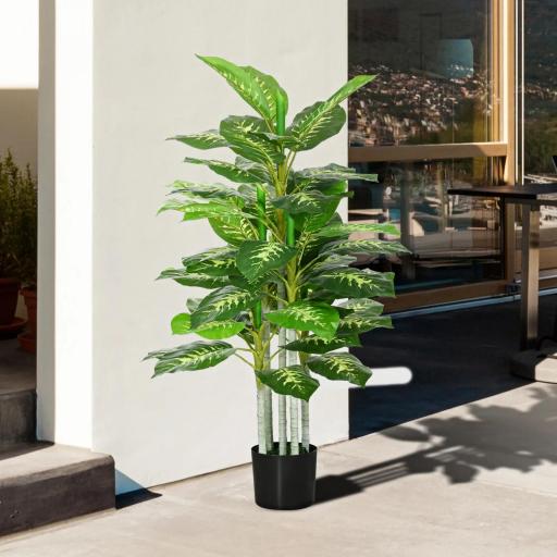 Aglaonema Artificial Planta Sintética de 120 cm con 53 Hojas Decoración para Hogar Oficina Verde [5]