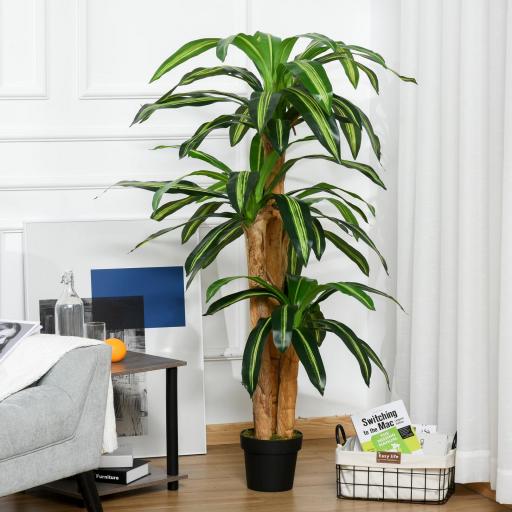 Dracaena Artificial con 66 Hojas Musgo Planta Artificial para Decoración Jardín Balcón Oficina Salón Ø20x160 cm Verde [0]