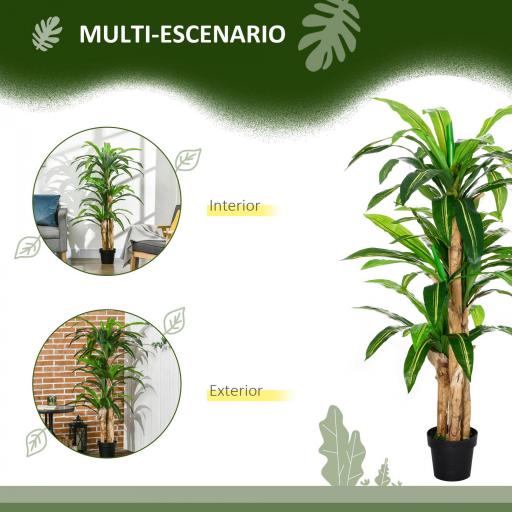 Dracaena Artificial con 66 Hojas Musgo Planta Artificial para Decoración Jardín Balcón Oficina Salón Ø20x160 cm Verde [2]