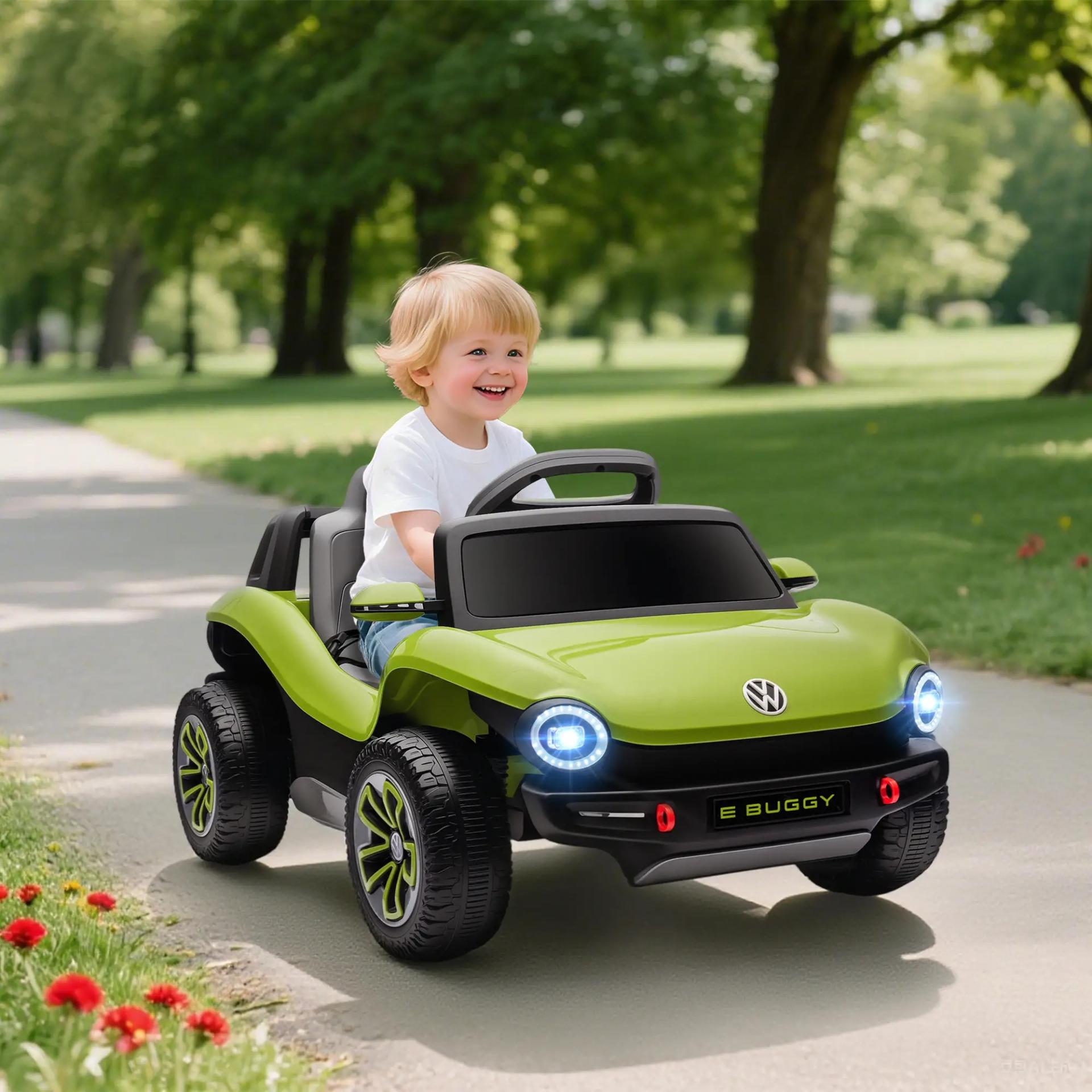Coche Eléctrico para Niños de +3 Años Volkswagen E-Buggy 12V con Mando a Distancia 2,4 G Ruedas con Suspensión Azul