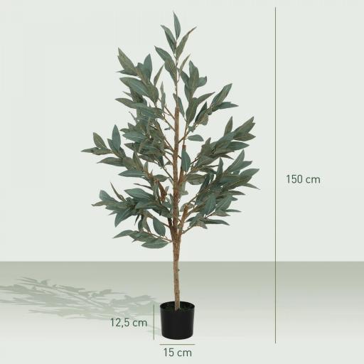 Árbol Artificial de Laurel 150 cm Decoración para Hogar Oficina Balcón Dormitorio Verde [1]